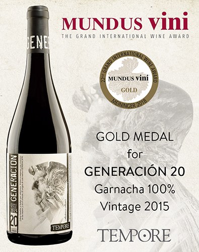 NEW GOLD MEDAL AT MUNDUS VINI CONTEST FOR OUR ORGANIC WINE, GARNACHA 100%: GENERACIÓN 20!'