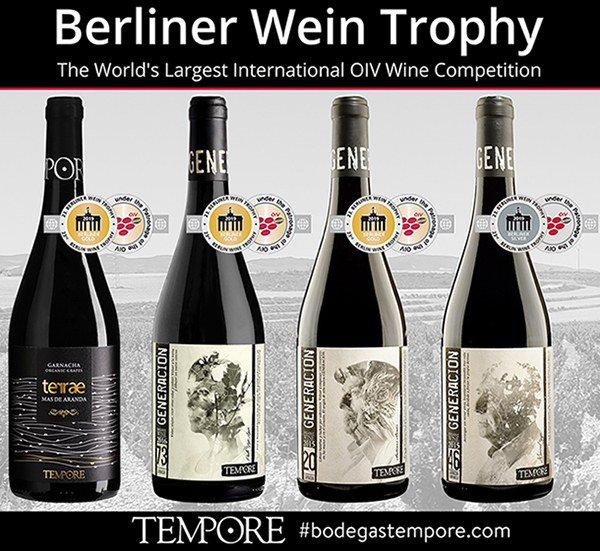 BERLINER WEIN TROPHY HAS AWARDED BODEGAS TEMPORE ORGANIC WINES WITH 4 MEDALS'