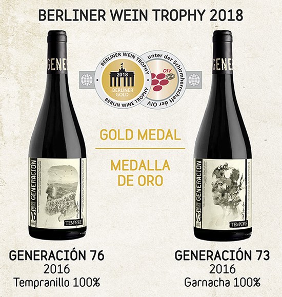 GENERACIÓN 73 & 76 (GARNACHA AND TEMPRANILLO ORGANIC WINES) RECEIVE A NEW GOLD MEDAL!'