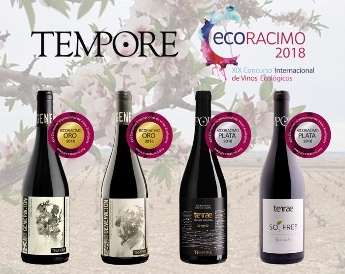NEW AWARDS FOR OUR GRENACHE & TEMPRANILLO ORGANIC WINES: 2 GOLD AND 2 SILVER MEDALS AT ECORACIMO 2018!'
