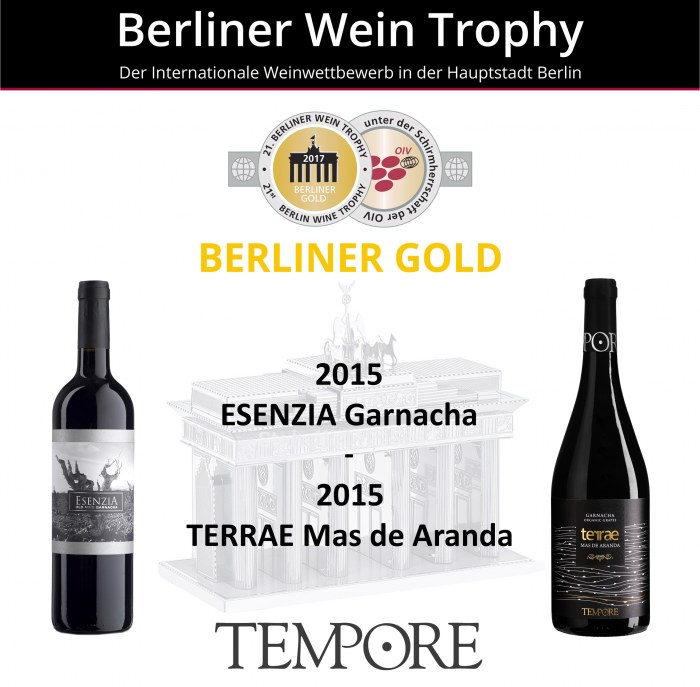 GOLD MEDAL FOR OUR GARNACHA ORGANIC WINES: ESENZIA & TERRAE MAS DE ARANDA'