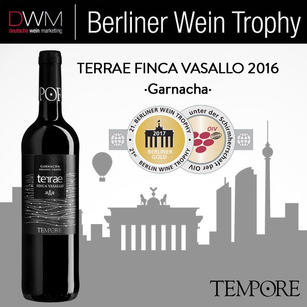 NUEVA MEDALLA DE ORO PARA NUESTRO VINO ECOLÓGICO TERRAE FINCA VASALLO, 100% GARNACHA'