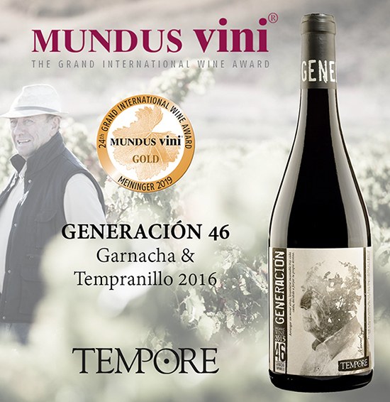 MEDALLA DE ORO DE MUNDUS VINI PARA NUESTRO VINO ECOLÓGICO GENERACIÓN 46 (GARNACHA Y TEMPRANILLO)'