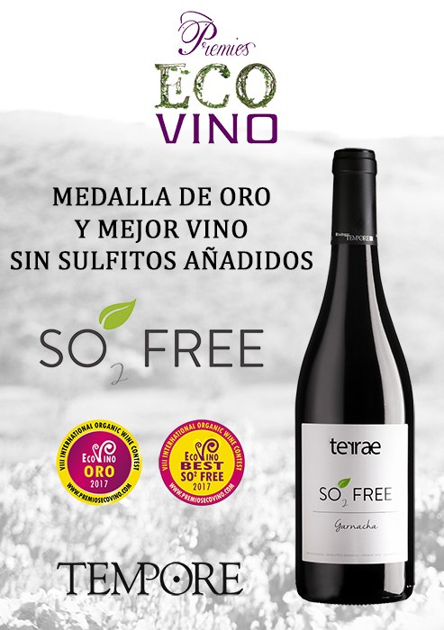 SO₂ FREE DE BODEGAS TEMPORE: VINO ECOLÓGICO ESCOGIDO COMO EL MEJOR VINO SIN SULFITOS AÑADIDOS'