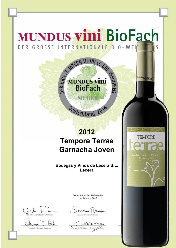 NEW SILVER MEDAL FOR OUR TERRAE GARNACHA JOVEN 2012 15.01.2014'